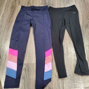 Girls Leggings Size 10-12 Kids Leggings - Navy and Black 2 Pieces